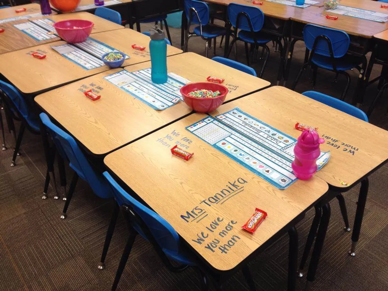 Mrs. Harrison had my desk ready right next to my friend Myles.