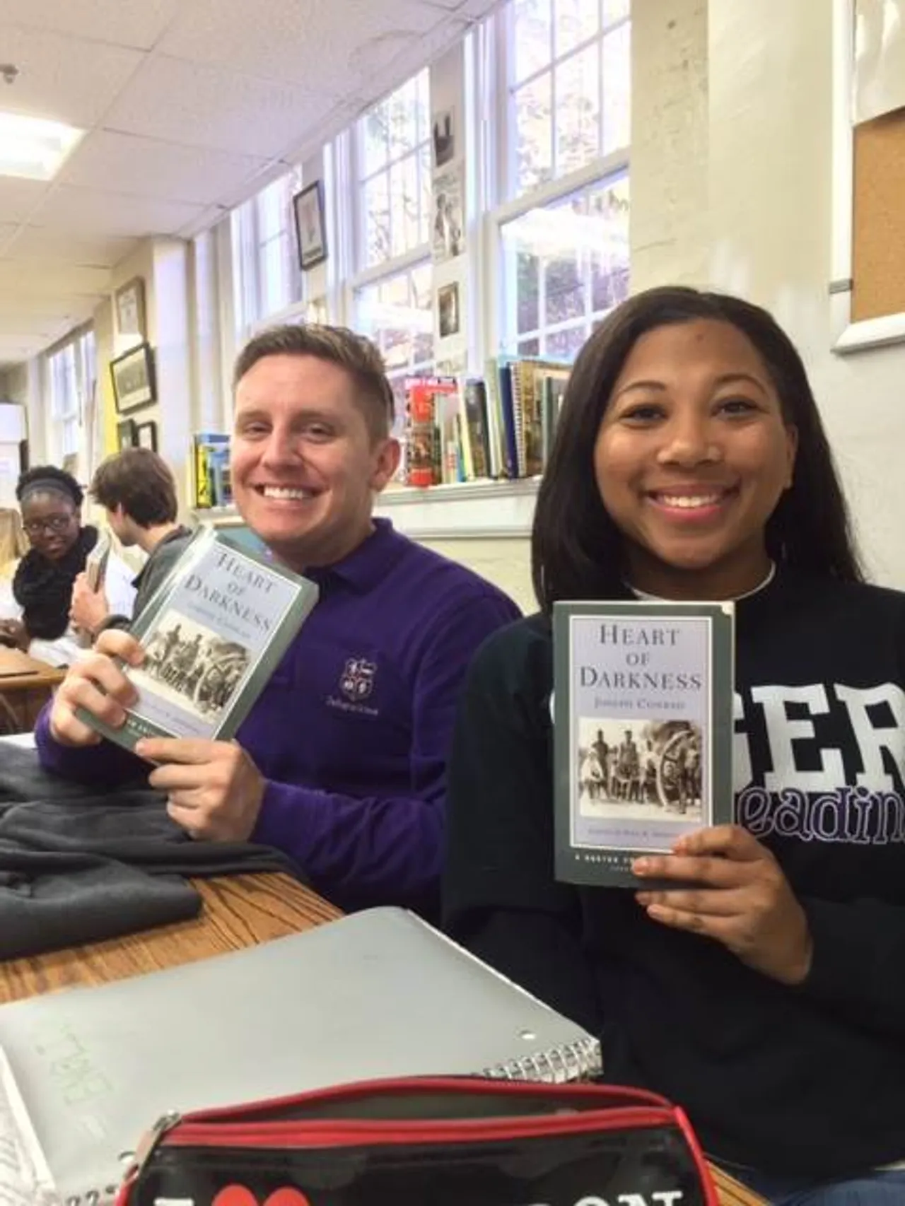 In English class, sophomores are reading "Heart of Darkness" by Joseph Conrad.