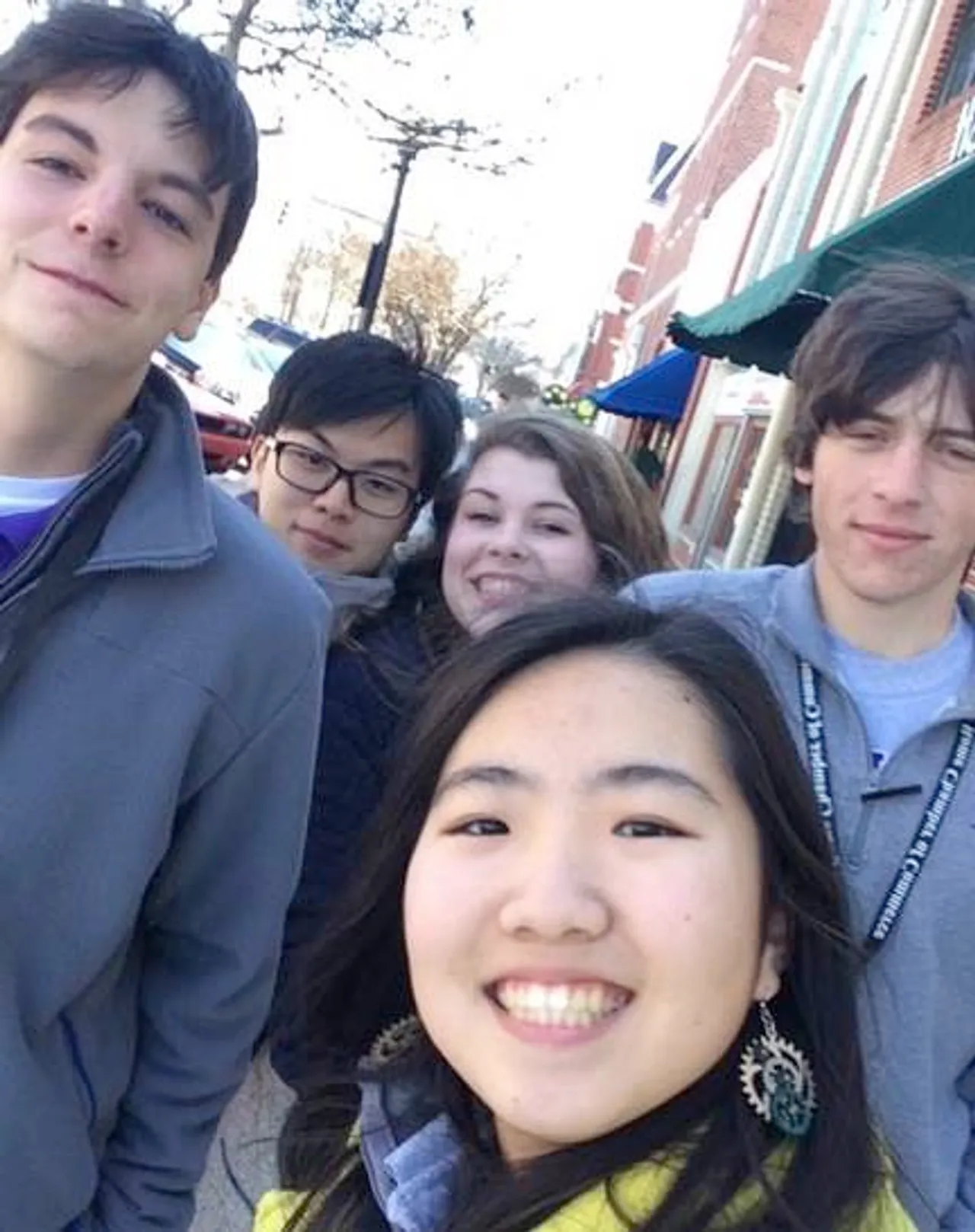 Some of the DarBots team take a "selfie" in Downtown Rome