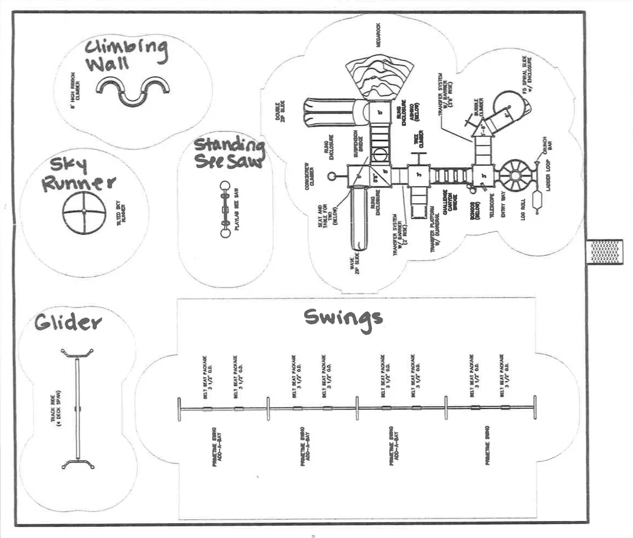 An example of a proposed playground blueprint that was presented to the Board of Trustees, One School group, and Tiger Pride