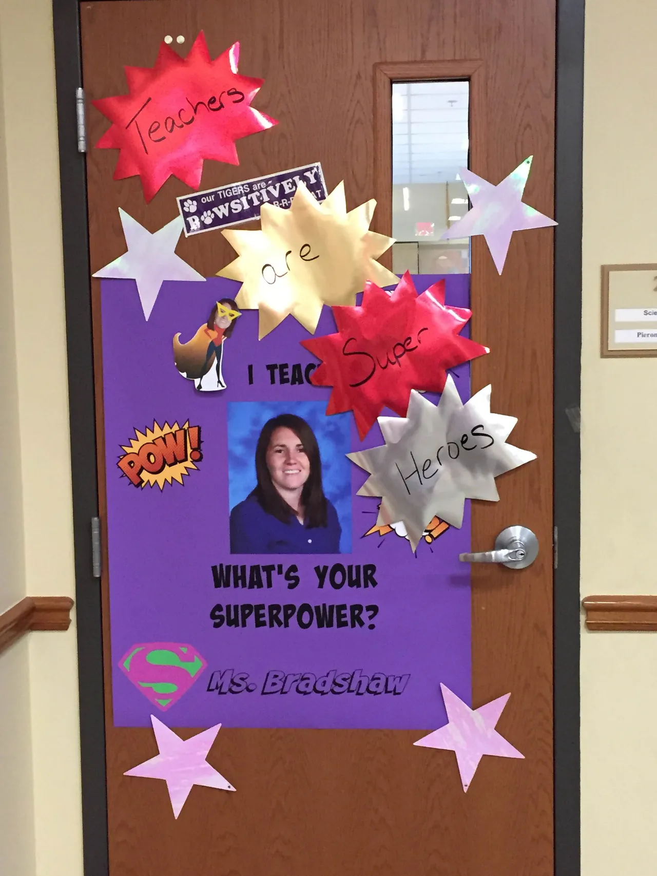 Parents created superhero door decorations for our ELA-8 teachers' classrooms.
