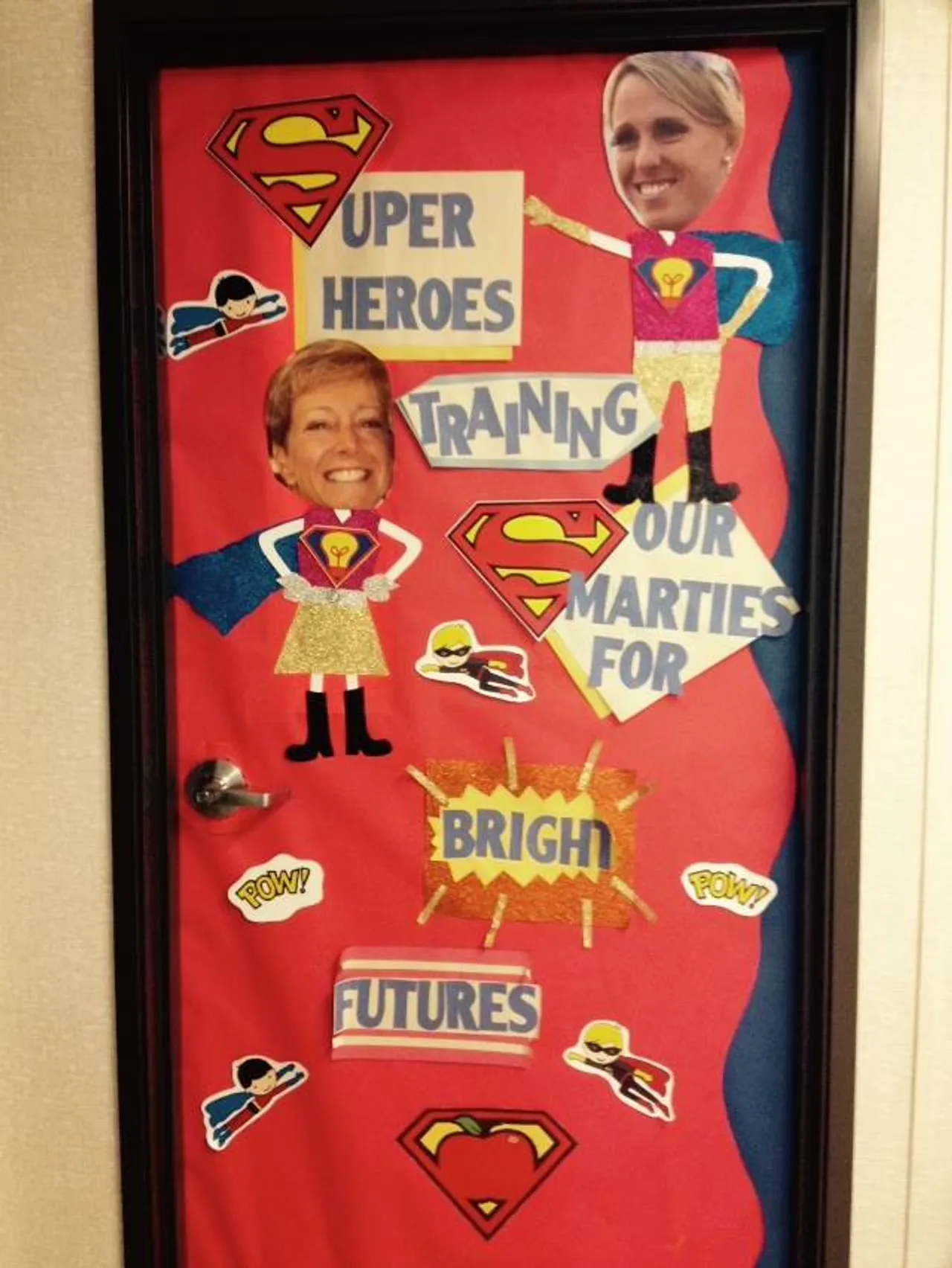 Parents created superhero door decorations for our ELA-8 teachers' classrooms.