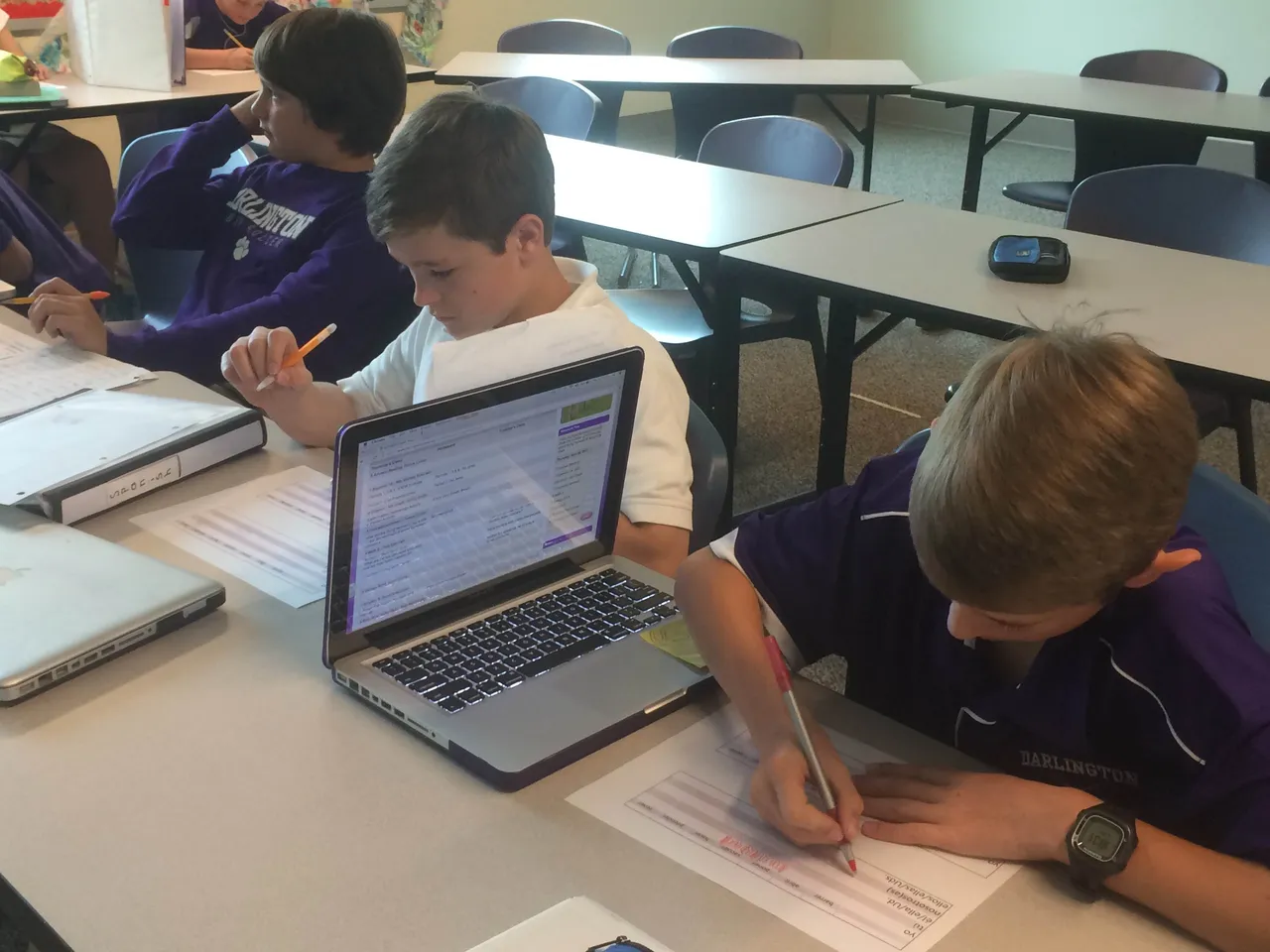 Students are hard at work in sixth-grade Spanish!