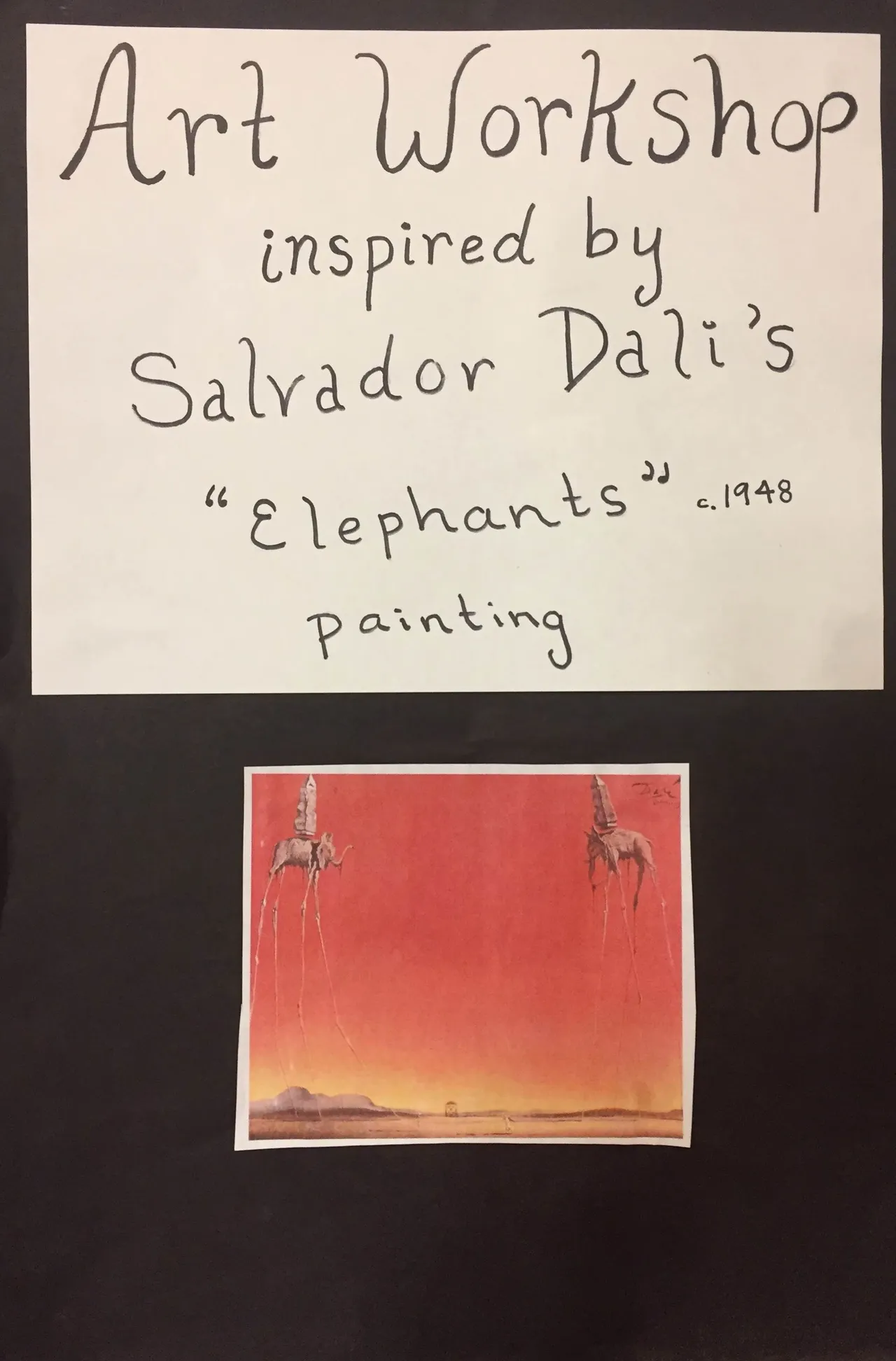 Art Workshop painted animals with surrealistically long legs. They also created a canvas painting of a dream.