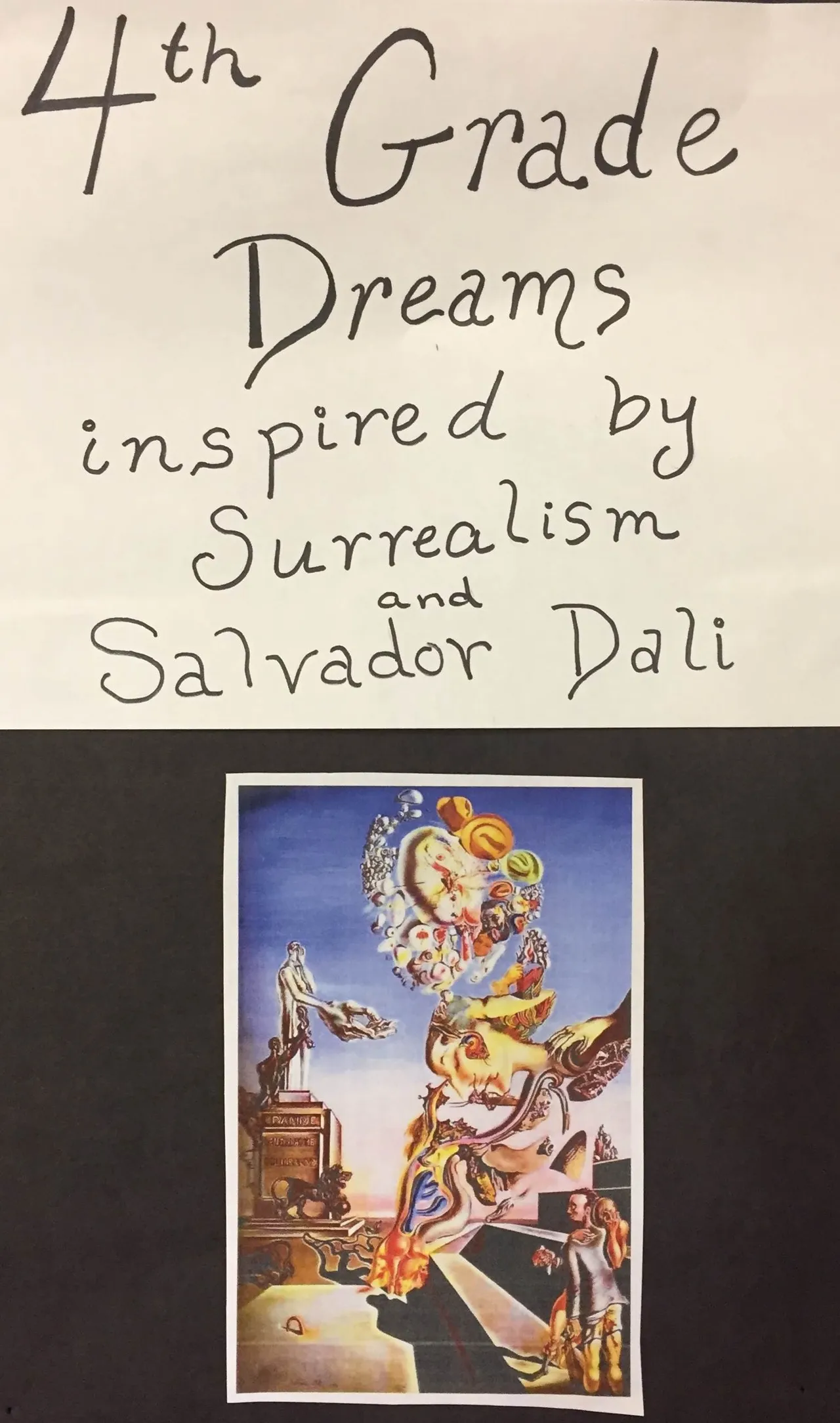 Fourth-graders drew and painted a dream from their imaginations.