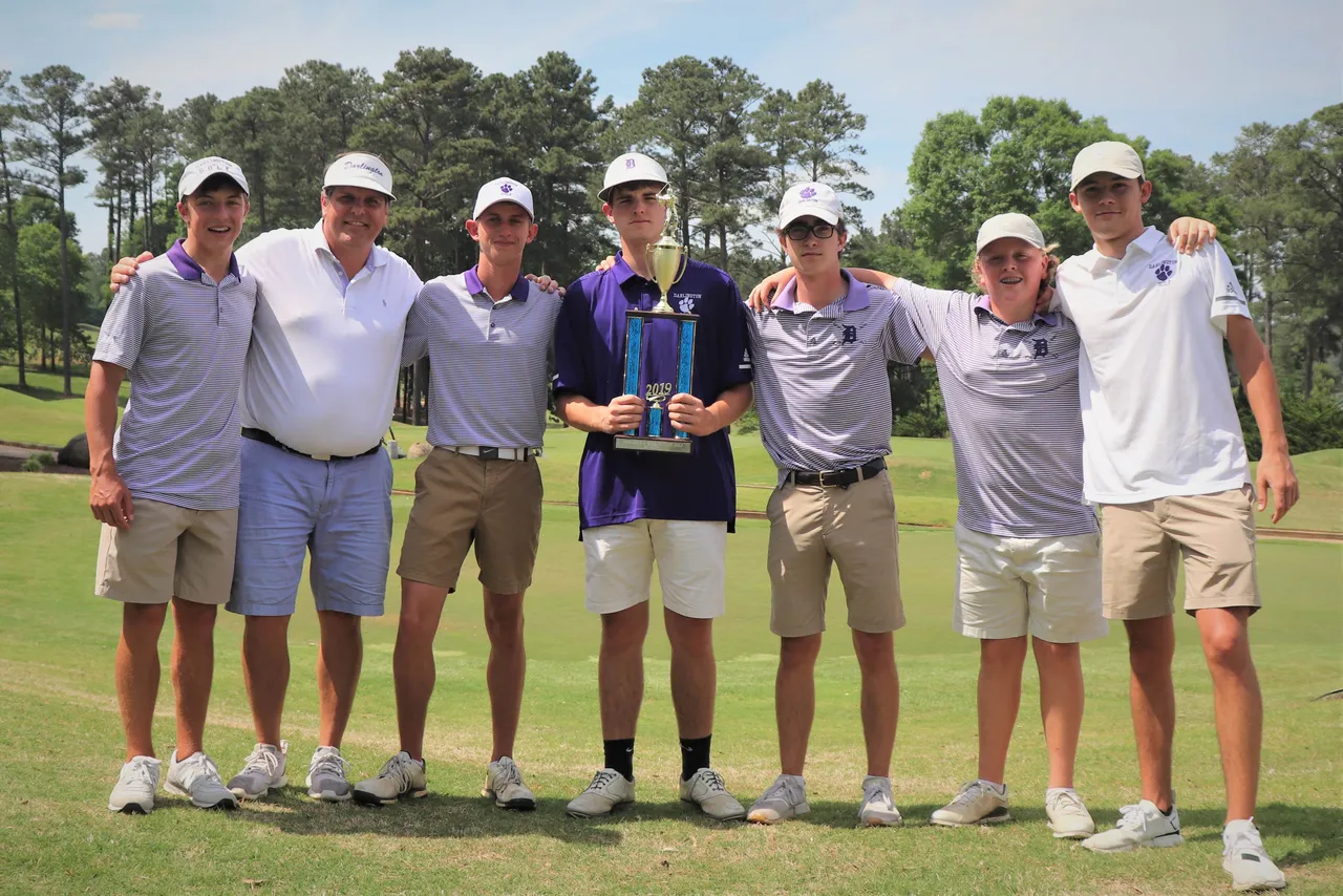 The Darlington boys' golf team shot a season low 295 to win the Area 4-A Private tournament Tuesday in Acworth.