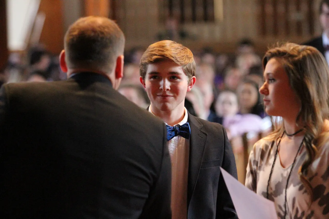 Griffin Wheeler ('17) receives an award during Honors Day.