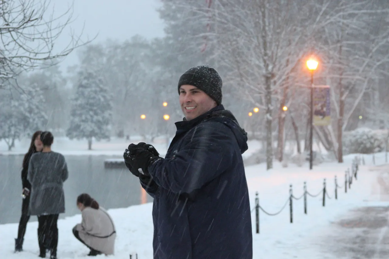 Upper School Director enjoys some snow day fun with boarding students and residential faculty families.