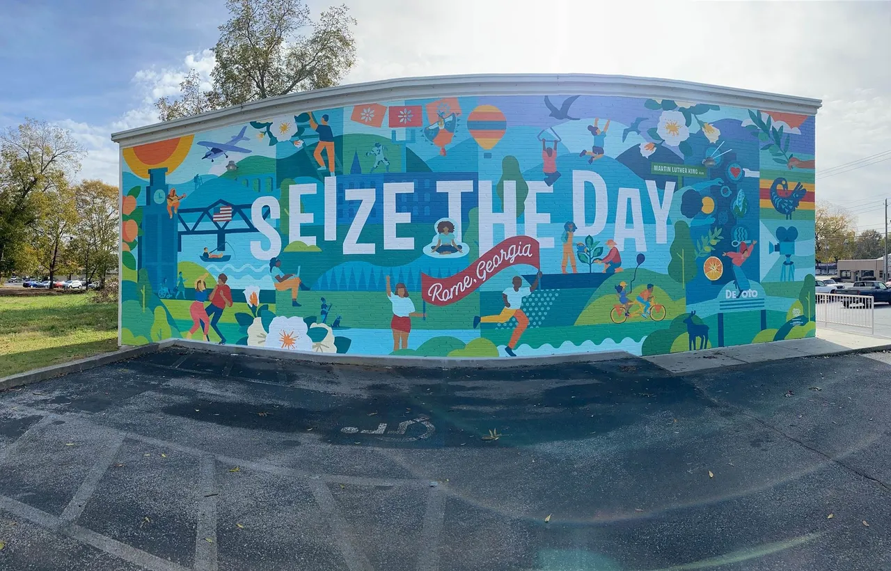 The finished mural at GoGo Running in Rome
