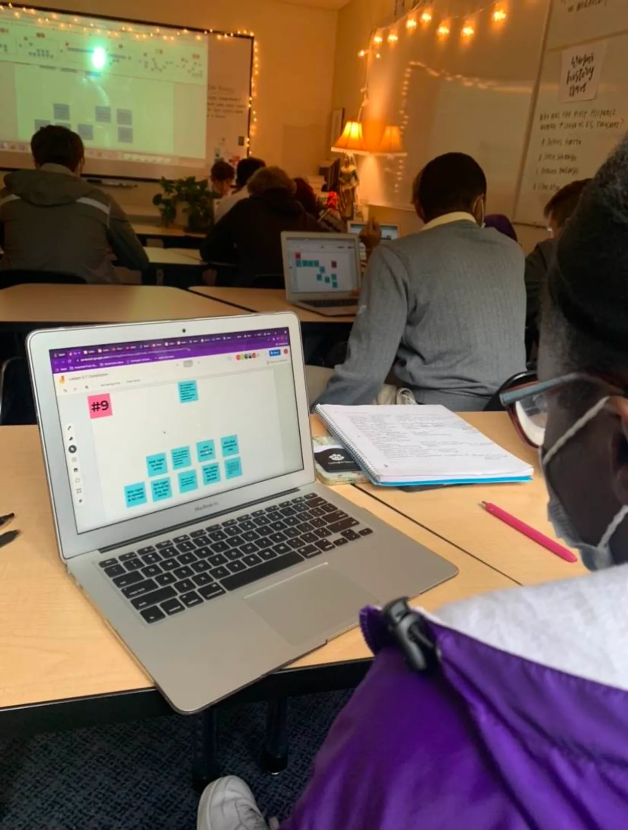 Students debate and rank the Bill of Rights using Jamboard to collaborate.