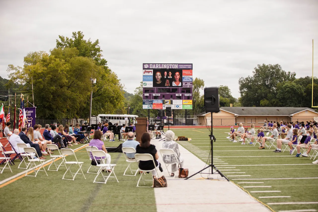 The Concert Choir performs virtually at Darlington’s socially distant Opening Convocation.