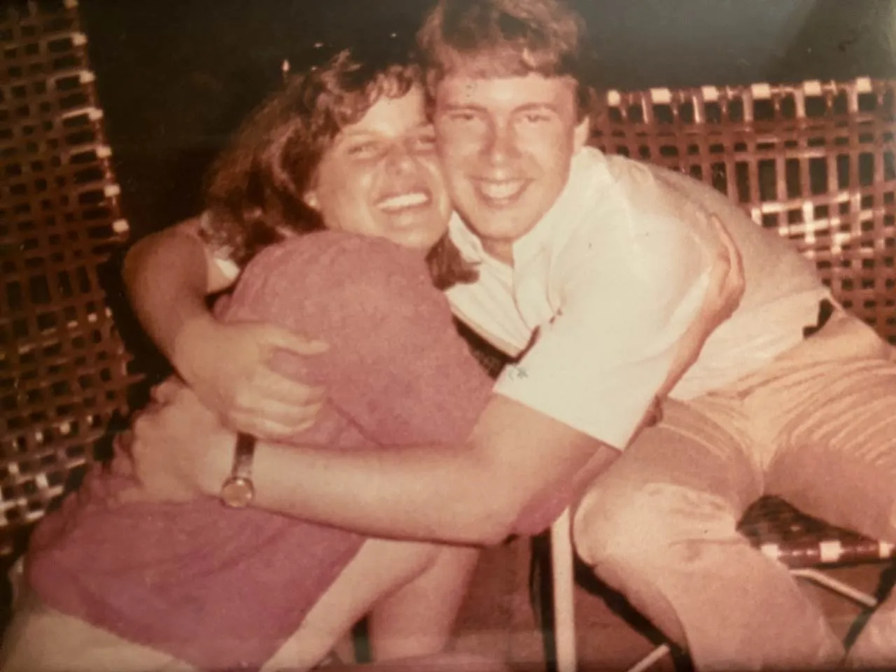 Madge (Brown) Crawford's ('84) graduation with her now-husband, Cooper Crawford ('83).