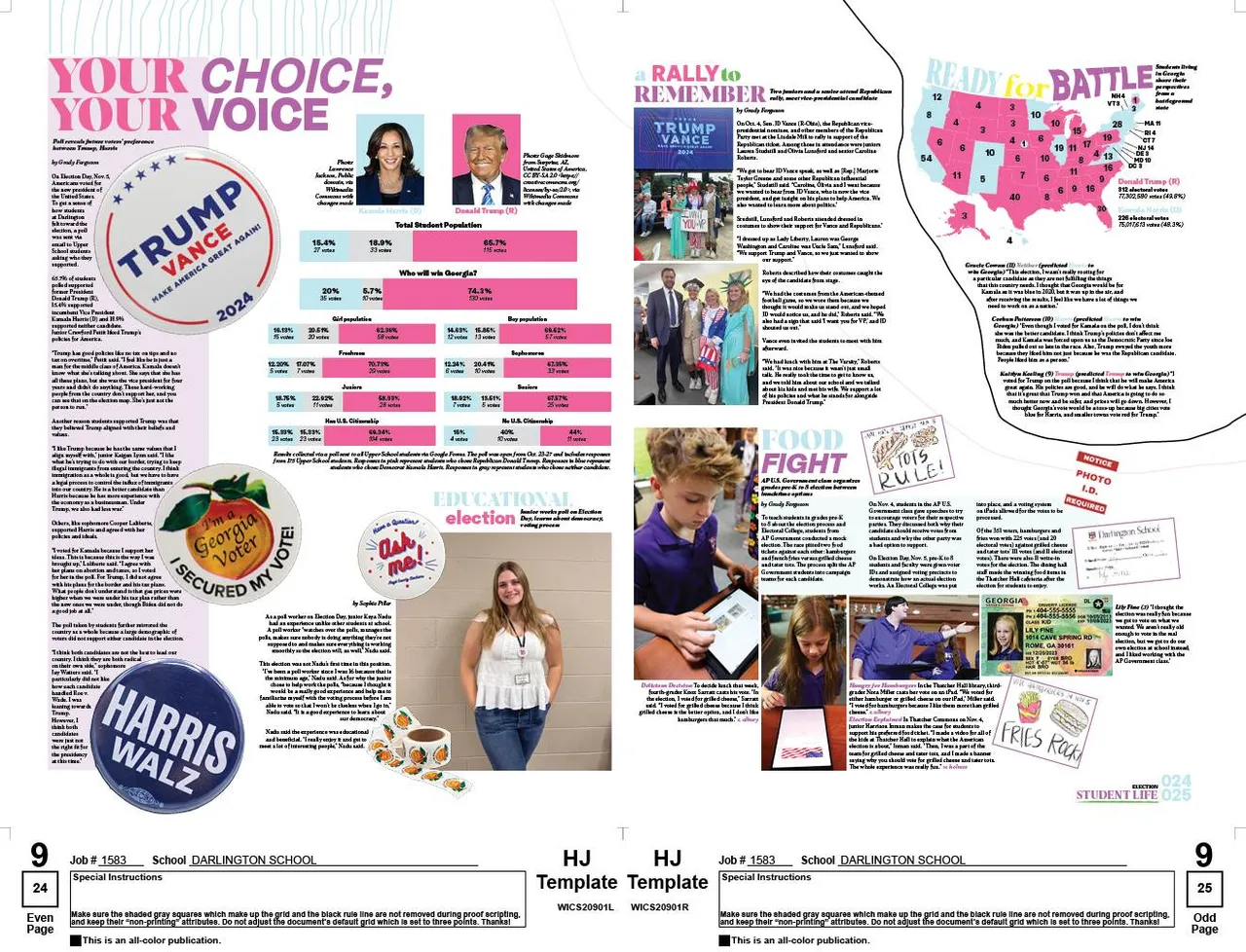 Murray Ellington's first place spread in the Gold Circle awards Yearbook Informational graphics: Portfolio category