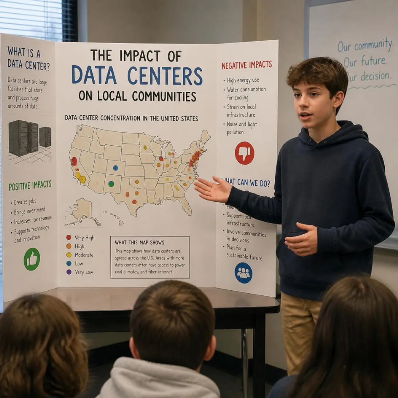 Image of adolescent student presenting a poster project